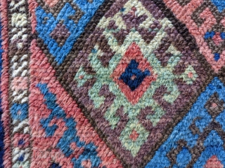 Colorful 19th century Jaff Kurd bag. Look at the close photos for accurate colors and a great deep purple and light greens! 1'9" x 2'1" Cheers.       