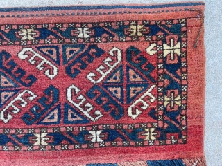Antique Ersari torba with full pile, great colors including yellow and green, and natural dyes. 1'3" x 4'3"               