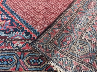 Circa 1900 Serab or Hamadan rug. 6ft 10in x 3ft 2in 

Wonderful blues and greens throughout with hints of yellow. Has some end loss (secured) and small amount of wear in middle  ...