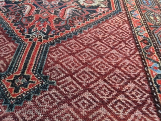 Circa 1900 Serab or Hamadan rug. 6ft 10in x 3ft 2in 

Wonderful blues and greens throughout with hints of yellow. Has some end loss (secured) and small amount of wear in middle  ...