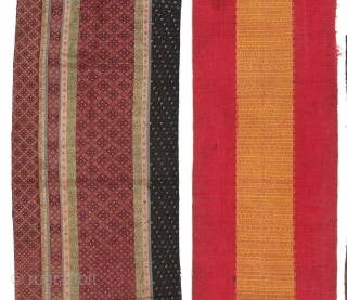 3 Old Chin Textiles, Western Burma, silk and cotton. Sizes: 1)  65'' x 14'' (165 x 36 cm); 2) 15'' x 31'' (38 x 79 cm); 3) 48'' x 16'' (122  ...