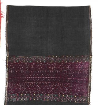 3 Old Chin Textiles, Western Burma, silk and cotton. Sizes: 1)  65'' x 14'' (165 x 36 cm); 2) 15'' x 31'' (38 x 79 cm); 3) 48'' x 16'' (122  ...