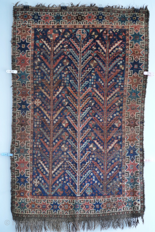 Antique Shiraz small rug. 4'4" x 2'9" or 132 x 84cm. Contact me at: gerrerugs@gmail.com or Steven.malloch@gmail.com                