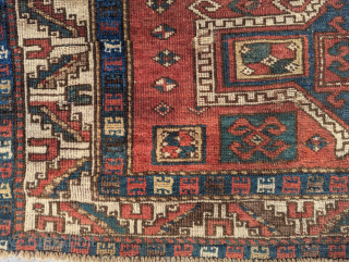 Antique Kazak prayer rug dated 1298 which is 1880. Some repiling, no large repairs.

137 x 104cm or 4'6" x 3'5"
Contact me at: steven.malloch@gmail.com or gerrerugs@gmail.com        