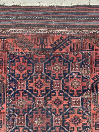 Recently acquired nice Baluch rug. I especially like the kilims and the filler motifs and animals on the outer sides of the field.

3'0" x 4'11"        