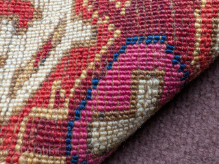 A fun and colorful Veramin or Kurdish bag face. No repairs, good dyes. Please contact me at Steven.malloch@gmail.com or gerrerugs@gmail.com for questions or purchase.         
