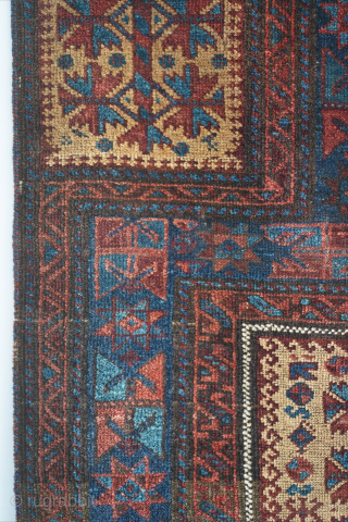 Mid 19th century Timuri Baluch rug. Former Jim Dixon collection. Beautiful original condition, no repairs. 4'8" x 3'5". Contact me at steven.malloch@gmail.com or gerrerugs@gmail.com         