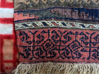 19th century Baluch sofreh in great condition. Many times this type is quite worn. 2'5" x 4'5" or 74 x 135cm. It's difficult to capture the beauty of this piece in photos.  ...