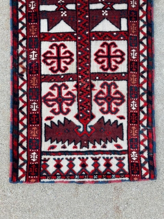 19th Century Turkmen tentband fragment. It was sold as an Igidir. 1'4" x 3'4".                   