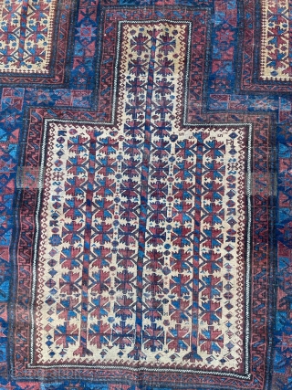 Mid 19th century Timuri Baluch rug. Former Jim Dixon collection. Beautiful original condition, no repairs. 4'8" x 3'5". Contact me at steven.malloch@gmail.com or gerrerugs@gmail.com         