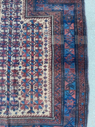 Mid 19th century Timuri Baluch rug. Former Jim Dixon collection. Beautiful original condition, no repairs. 4'8" x 3'5". Contact me at steven.malloch@gmail.com or gerrerugs@gmail.com         