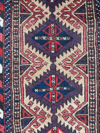 Antique Baluch balisht. Great purple, see full photo for colors. 1'5" x 3'1".                    