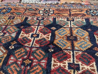 Late 19th century Afshar bag. Unique design with some Kurdish influence. 2'2" x 2'9". Wonderful dyes and soft shiny wool. Great pile condition. Let me know if you need more info.

Cheers.  