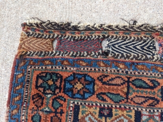 Late 19th century Afshar bag. Unique design with some Kurdish influence. 2'2" x 2'9". Wonderful dyes and soft shiny wool. Great pile condition. Let me know if you need more info.

Cheers.  