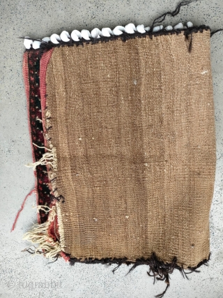 Antique Sistan Baluch balisht with original cowrie shells and back. 1'9" x 2'10" or 53x86cm                  
