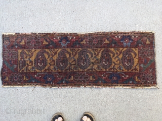 Antique Afshar mafrash panel. 1ft4in x 3ft 9in or 41 x 116cm. Great boteh drawings and full pile condition. Deep rich colors in this piece.

There are two very small moth spots. 


Cheers. 