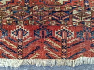 Mid 19th century or earlier Tekke Chuval with animals along the top. Silk and cotton highlights, folds like a cloth. Please contact me at steven.malloch@gmail.com or gerrerugs@gmail.com      