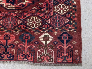 19th Century Kizil Ayak Lebab Turkmen chuval from the middle Amu Darya region. 2'11" x 5' or 89 x 152cm. Gorgeous colors, great borders, do they get much better? Love the small  ...