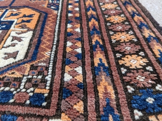 Old Baluch prayer rug with Tekke guls. 3'2" x 4'9" or 97 x 145cm. Soft, shiny, and fluffy wool. Great condition. 

Cheers.           