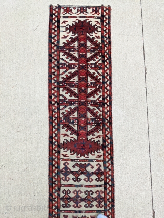 19th Century Yomud tentband fragment. 1'6" x 8'3". Great colors, cotton hihglights, and good size. No color bleed. 

Cheers.              