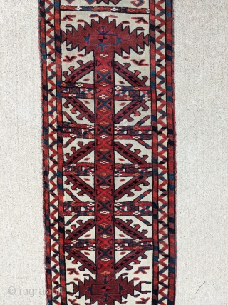 19th Century Yomud tentband fragment. 1'6" x 8'3". Great colors, cotton hihglights, and good size. No color bleed. 

Cheers.              