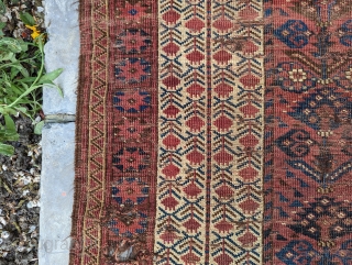Mid 19th century Beshir prayer rug from 1830-1850. Former Jim Dixon rug featured in Hali 151 on Beshir Prayer Rugs. Worn in places but rare and still holds a lot of beauty.  ...