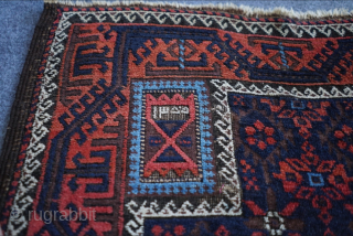A mina Khani field "funerary" rug or prayer rug for blind people. It's dated 1355 (Arabic date) in the 4 corners. It's the typical min khani Baluch depressed warps with soft wool.  ...