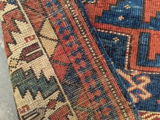 Antique Lesghi star Kazak rug. Natural dyes, some repairs, overall great condition and beautiful abrash. 5'10" x 3'7" or 170x115cm  Please contact me at: steven.malloch@gmail.com or gerrerugs@gmail.com     