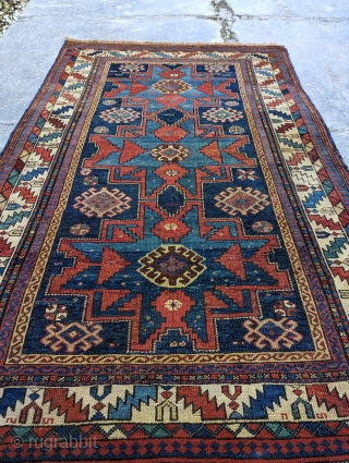 Antique Lesghi star Kazak rug. Natural dyes, some repairs, overall great condition and beautiful abrash. 5'10" x 3'7" or 170x115cm  Please contact me at: steven.malloch@gmail.com or gerrerugs@gmail.com     
