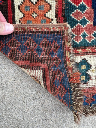 Antique Caucasian prayer rug dated 1273 (1853) and combined with he word Allah. 3"2" x 5'2" or 96 x 158cm. Please contact me at steven.malloch@gmail.com or gerrerugs@gmail.com.      