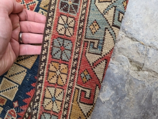 Antique Shirvan runner. It's one of those pieces you can look at for days and still notice new things. I can send a video which shows the rug much better.

4'1" x 10'8"  ...