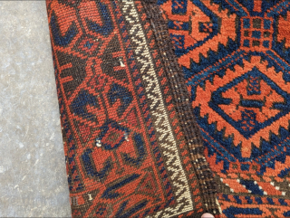 Beautiful full pile Baluch rug with original ends and sides.                       