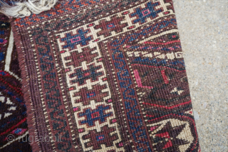 Antique Arabachi trapping with dark green and magenta silk. 1'9" x 4'8" or 54 x 143cm. It has a great pile and natural dyes. It has a repair visible in the photos.  ...
