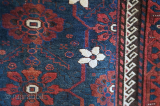 Published mina khani Baluch rug. Brian MacDonald's "Tribal Rugs: Treasures of the Black Tent" page 115, 2017 edition. Mid 19th century in surprisingly great condition. Heavy with depressed warps. 9'2" x 4'2"  ...