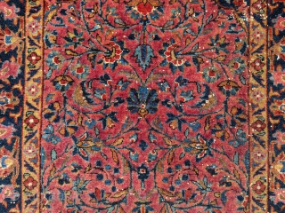 Gorgeous antique Sarouk prayer rug. 2'2" x 4'1" or 66 x 125cm. Very tight weave and great range of colors.             