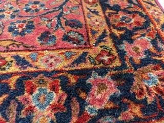 Gorgeous antique Sarouk prayer rug. 2'2" x 4'1" or 66 x 125cm. Very tight weave and great range of colors.             