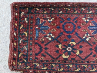 Beautiful 19th century Middle Amu Darya MAD torba with mina khani design. 1'7" x 4'6". Two colors of silk highlights and horse/goat hair warps. Doesn't get better with this range of colors  ...