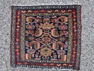 Antique Kurdish (?) Hamadan bag face. Interesting and beautiful bag face with great colors. 2'0" x 2'1" By design it appears Kurdish but has a structure similar to a Hamadan.

Cheers.   