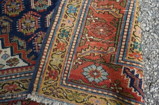 Antique Kurdish runner with boteh pattern. Such great colors and dyes! 3'7" x 16'1". Medium pile with one small wear spot in a middle and few small moth damage spots. No holes,  ...