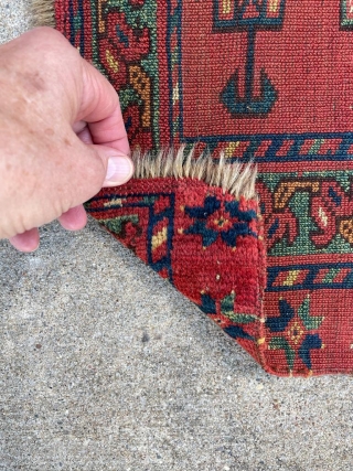 Mid 19th century Ersari trapping. 158 x 48 cm or 5' 2" x 1" 7" Published: The Oriental Rug Collection of Jerome and Mary Jane Straka 1978, No. 37.    