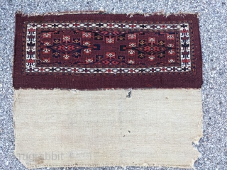 Antique Yomut / Yomud Torba with original back. Natural colors. Nice border. 1'4" x 3'1".                  