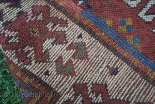 Circa 1880 Bordjalou rug. No holes, has had some repiling but no large repairs. 6'5" x 4'0" or 196 x 142cm. Please contact me at steven.malloch@gmail.com or gerrerugs@gmail.com for purchase or questions.  ...