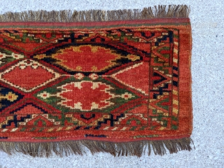 19th Century Ersari torba (MAD?) with ikat pattern. 3'10" x 1'1". Great original condition with no repairs, mostly full pile. Goat hair warps. Wonderful rich colors.

Cheers.       