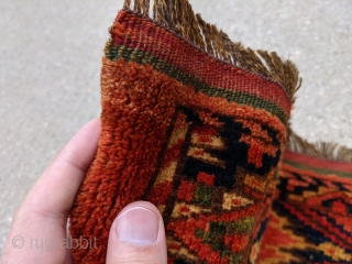 19th Century Ersari torba (MAD?) with ikat pattern. 3'10" x 1'1". Great original condition with no repairs, mostly full pile. Goat hair warps. Wonderful rich colors.

Cheers.       