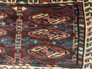 Antique Yomut mafrash. Great border and camel caravan on bottom with complete back. Full pile. 1'4" x 2'6"

Cheers.               
