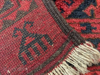Perfect Northern Afghan Ersari Turkmen rug from the 1930-40s. 3'10" x 5'11". Full pile with fluffy shiny wool as would be expected with these. Natural dyes, goat hair selvedge, recently washed and  ...