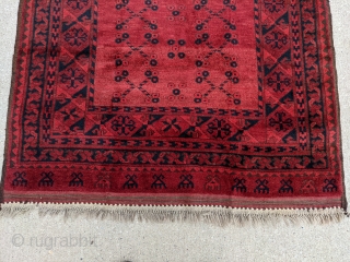Perfect Northern Afghan Ersari Turkmen rug from the 1930-40s. 3'10" x 5'11". Full pile with fluffy shiny wool as would be expected with these. Natural dyes, goat hair selvedge, recently washed and  ...