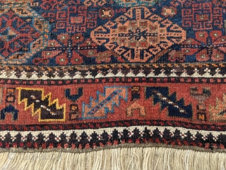 19th Century, Torbat e Haidari Baluch rug. 3'8" x 5'11". I love the double headed ducks/birds near the top. Wonderful, rare piece packed full of guls. 

Cheers.      