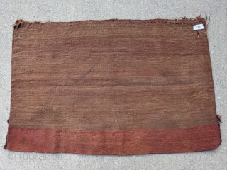 Antique Yomut flatwoven bag with original back. 2'5" x 3'10". Tight weave.                     