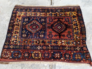 Antique Sanjabi Kurdish bag face with plenty of color and glossy full pile. Two repair areas but other than that full pile.

3'5" x 2'8

Please contact me at: gerrerugs@gmail.com or steven.malloch@gmail.com   